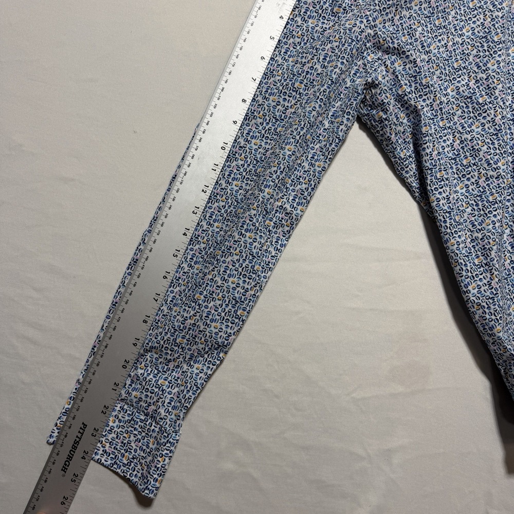 Johnston & Murphy Long Sleeve Button Down Shirt Mens L Blue Geometric Print - Picture 5 of 11